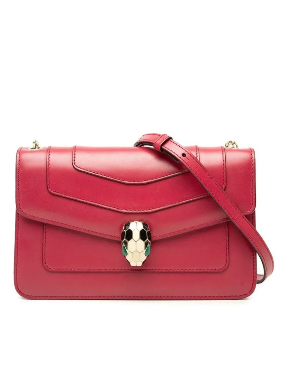 Bvlgari Serpenti Forever Chain Shoulder Bag Pink Leather